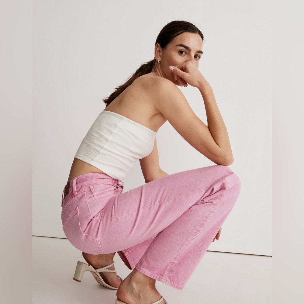 Madewell Pink High-Rise Straight Jeans - Picture 2 of 14